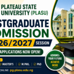 PLASU Postgraduate Admission Form 2026/2027 Now Available